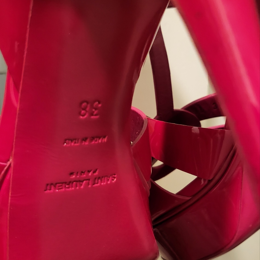 Authentic Saint Laurent Tribute Sandals in Fuchsia - Picture 9 of 11